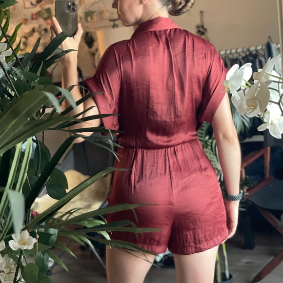 Steve Madden Burgundy Button-Up romper - Picture 8 of 9